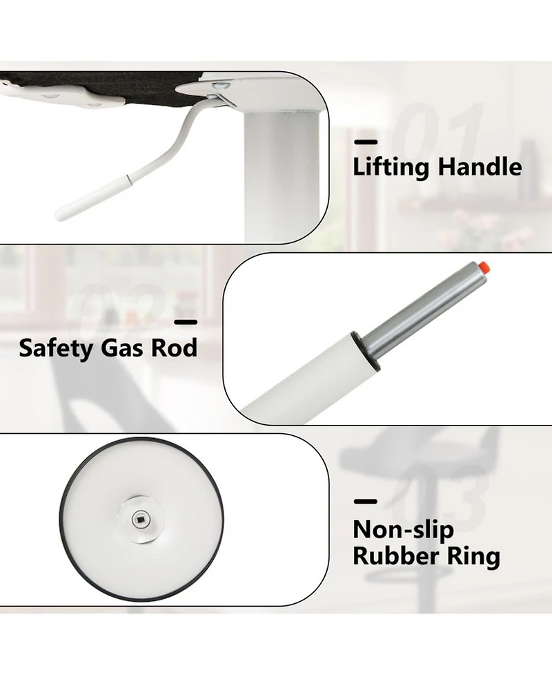 Gouun 25 in Bar Height Stools Set of 2 with Metal Legs