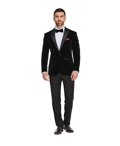 Gino Vitale Men's 2-Piece Velvet Birdseye Lapel Slim-Fit Tuxedo