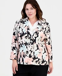 Kasper Plus Printed Two-Button Blazer