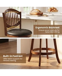 Gouun 25 in Swivel Upholstered Faux Leather Counter Height Bar Stools Set of 2