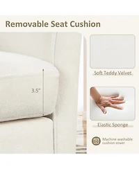 Gouun Upholstered Teddy Velvet Barrel Chair with Ottoman Footrest