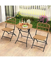 Sugift 3 Piece Folding Patio Bistro Set with Round Table and Chairs