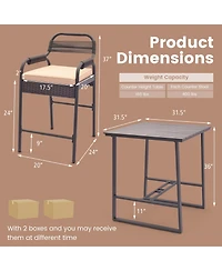 sumyeg 5-Piece Rattan Counter Height Set with 4 Stools and Polywood Bar Table