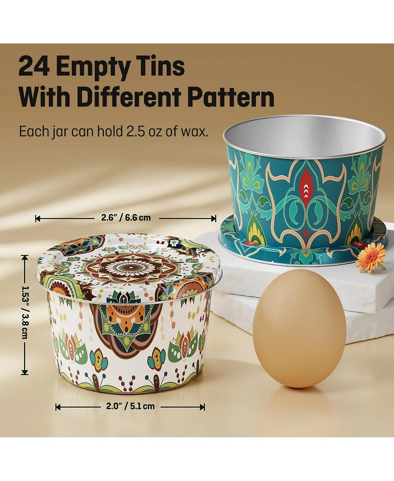 Gnuadz Empty Candle Tin Making Kit with Lids, 2.5 oz