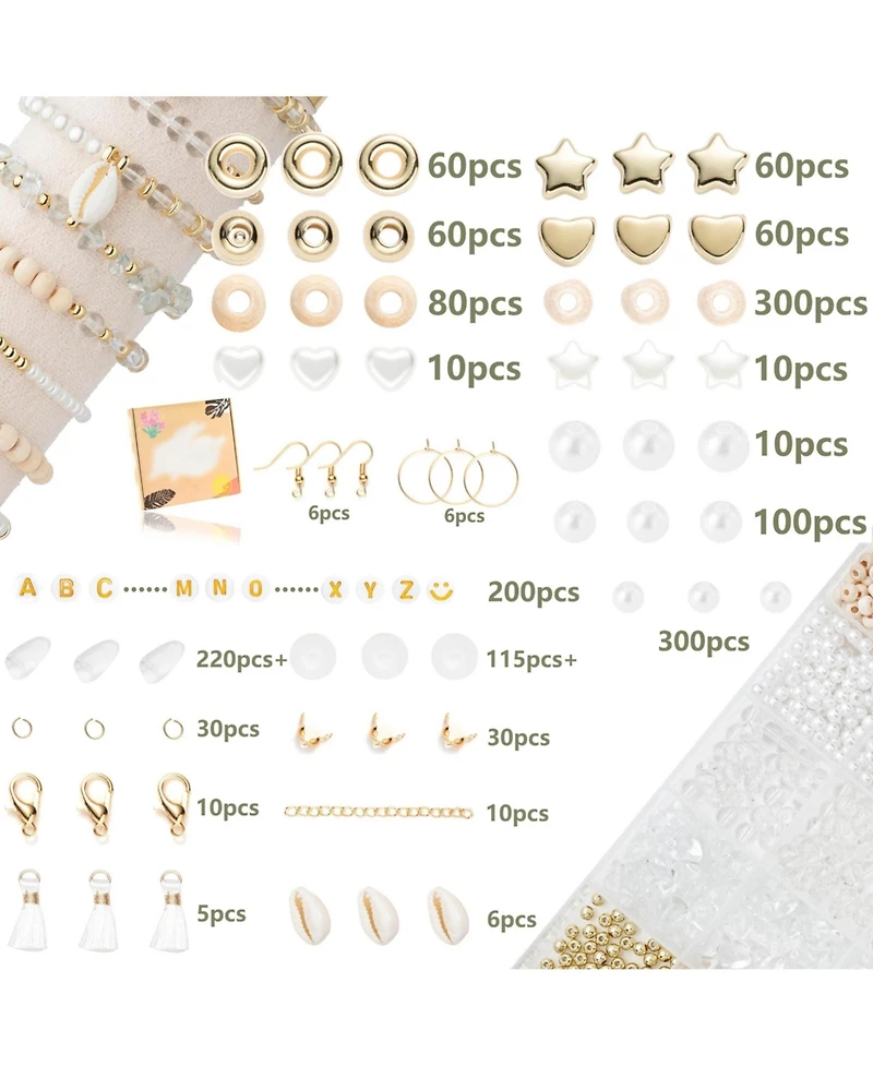 Gnuadz 335pcs, Stone Beads Kit Irregular Diy Craft Bracelet Necklace Earrings Transparent