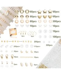 Gnuadz 335pcs, Stone Beads Kit Irregular Diy Craft Bracelet Necklace Earrings Transparent