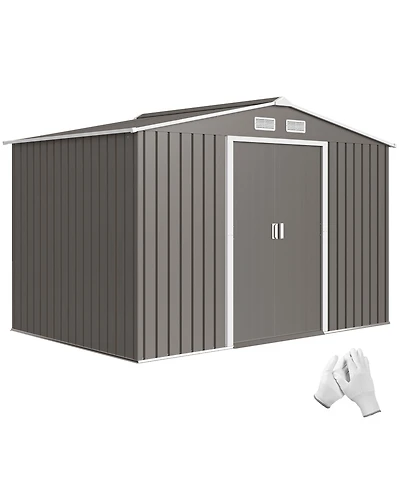Outsunny 9' x 6' Storage Shed Garden Tool House w/ Vents Doors