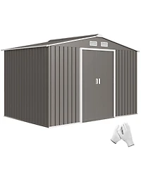 Outsunny 9' x 6' Storage Shed Garden Tool House w/ Vents Doors