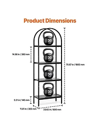 Sugift Metal Bookshelf, 4-Tier Arched Industrial Storage Unit for Living Room and Office