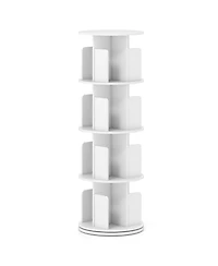 Sugift Four Tier Rotating Bookshelf with Dividers and Safety Baffles