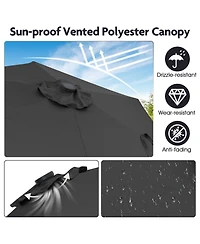 Sugift 7.5 ft Solar Powered Patio Umbrella with Led Lights and Crank