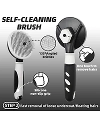 Aronkl Dog Grooming Kit 7-Piece Deshedding Undercoat Rake Slicker Dematting Comb Clipper Bath Brush for Dogs Cats