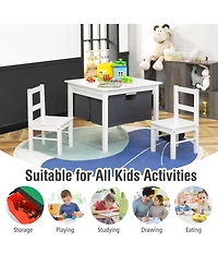 Sugift 2-in-1 Kids Double-sided Activity Building Block Table with Drawers