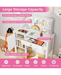 Sugift Kids Study Desk and Chair Set with Chair Hutch and Storage Cabinet for 3+ Years