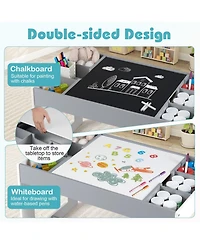 Sugift Multifunctional Kids Table and 2 Chairs Set with Chalkboard