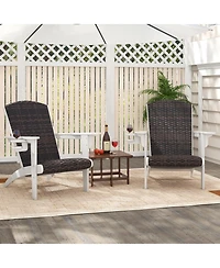 Sugift Patio Adirondack Chair with Padded Rattan Seat and Cupholder