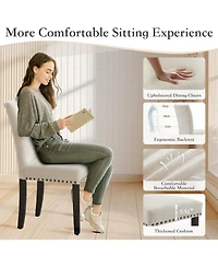 gaomon Dining Chairs Set of Upholstered Parsons Diner Room Chair Sets Fabric Kitchen Chairs with Nailhead Trim/Sturdy Wood Legs and Padded Cushion