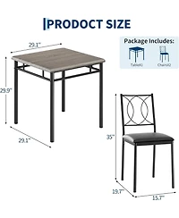 gaomon Dining Table Set for 2, Small Kitchen Table with Upholstered Chairs, Farmhouse Wood Dining Table Chairs for Kitchen Room, Small Spaces