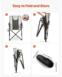 Sugift Folding Camping Chair with 3 Reclining Positions High-Back Portable Lounger for Sports Travel