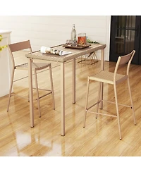 sumyeg 3-Piece Patio Bar Table Set with Bar Height Table and 2 Armless Chairs