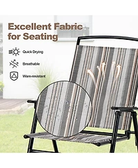 Gymax Set of 4 Portable Folding Sling Chairs Dining Armrest Backrest Outdoor Patio