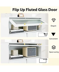 Sugift Chest of Drawers with Fluted Glass Door and Storage