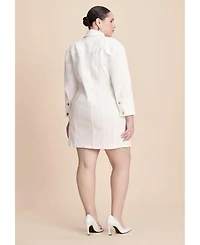 Eloquii Women's Plus Corset Detail Denim Mini Dress