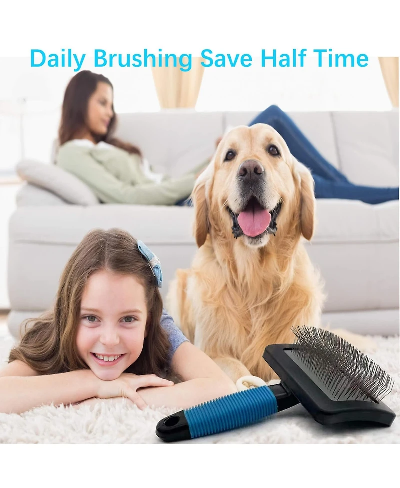 Aronkl Dog Slicker Brush Extra Long Pins Grooming Shedding Tangles Loose Hair for Medium Long Hair Dogs Cats