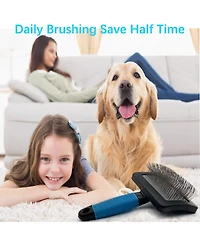 Aronkl Dog Slicker Brush Extra Long Pins Grooming Shedding Tangles Loose Hair for Medium Long Hair Dogs Cats