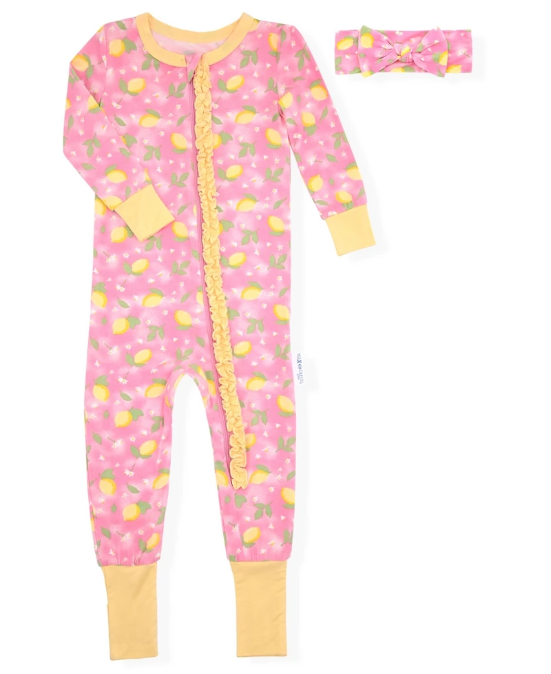 Max & Olivia Baby Girls' Printed Footless Coverall and Headband, 2-Piece Set