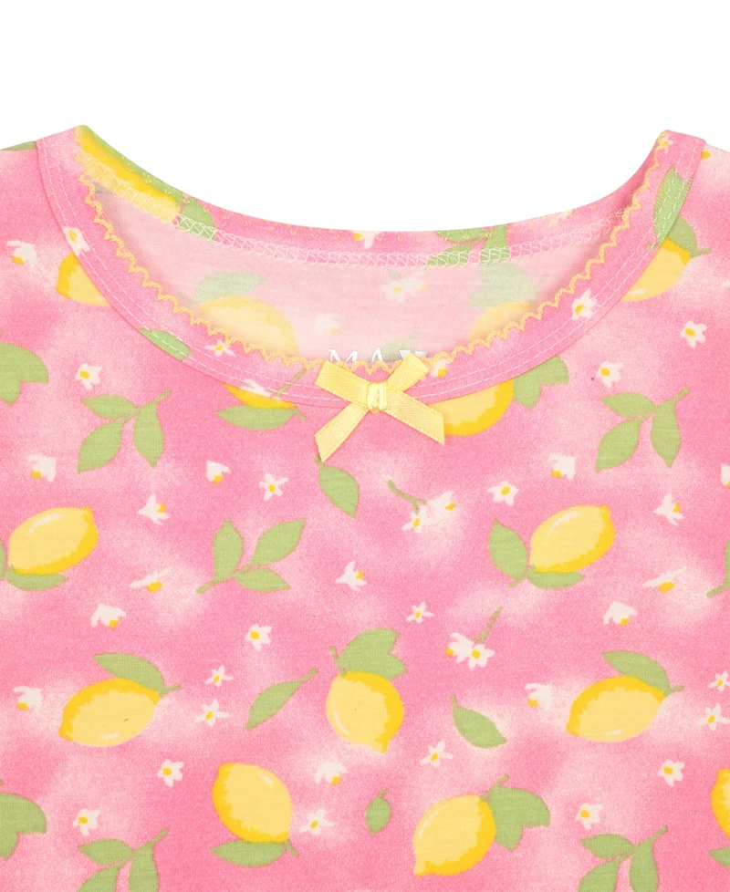 Max & Olivia Toddler Girls' 12M-5T Round Neck Top and Printed Pants, 3-Piece Set