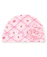 Max & Olivia Baby Girls' Printed Long-Sleeve Gown and Hat, 2-Piece Set