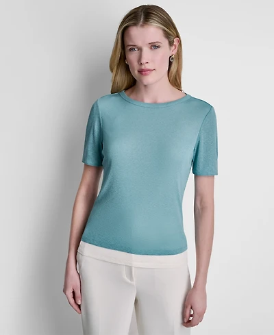 Dkny Women's Short-Sleeve Crew Neck Top
