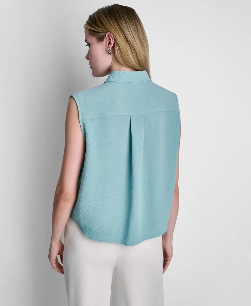 Dkny Women's Sleeveless Collared Top