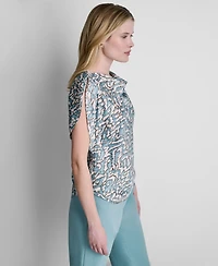 Dkny Women's Printed Cowl Neck Blouse