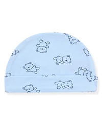 Max & Olivia Baby Boys' Bear Ribbed Round Neck Footie Sleep Play and Hat, 2-Piece Set