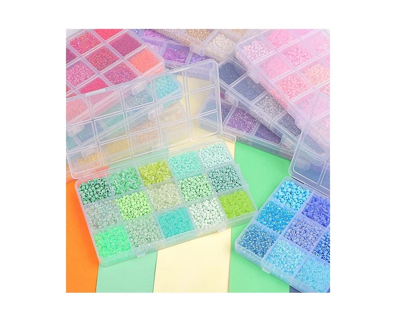 Gnuadz 15 colors Glass Seed Tube Beads Bugle Diy Craft Beading Kit Gold