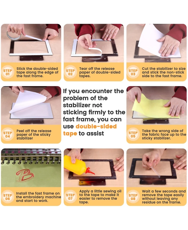 Gnuadz Sticky Self-adhesive Embroidery Stabilizer Backing Medium Weight Napped Fabric Hoop Less Roll