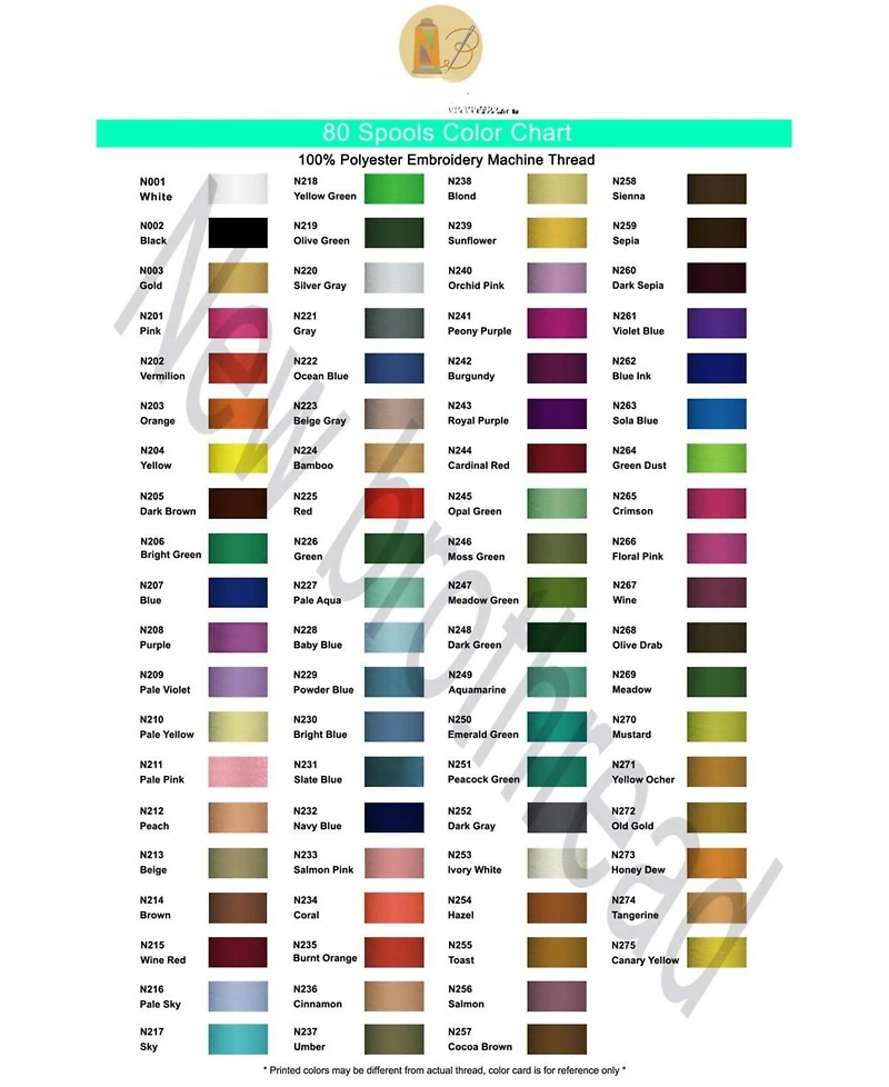 Gnuadz Polyester Embroidery Thread Kit 80 Spools 500m Machine Sewing Compatible Janome