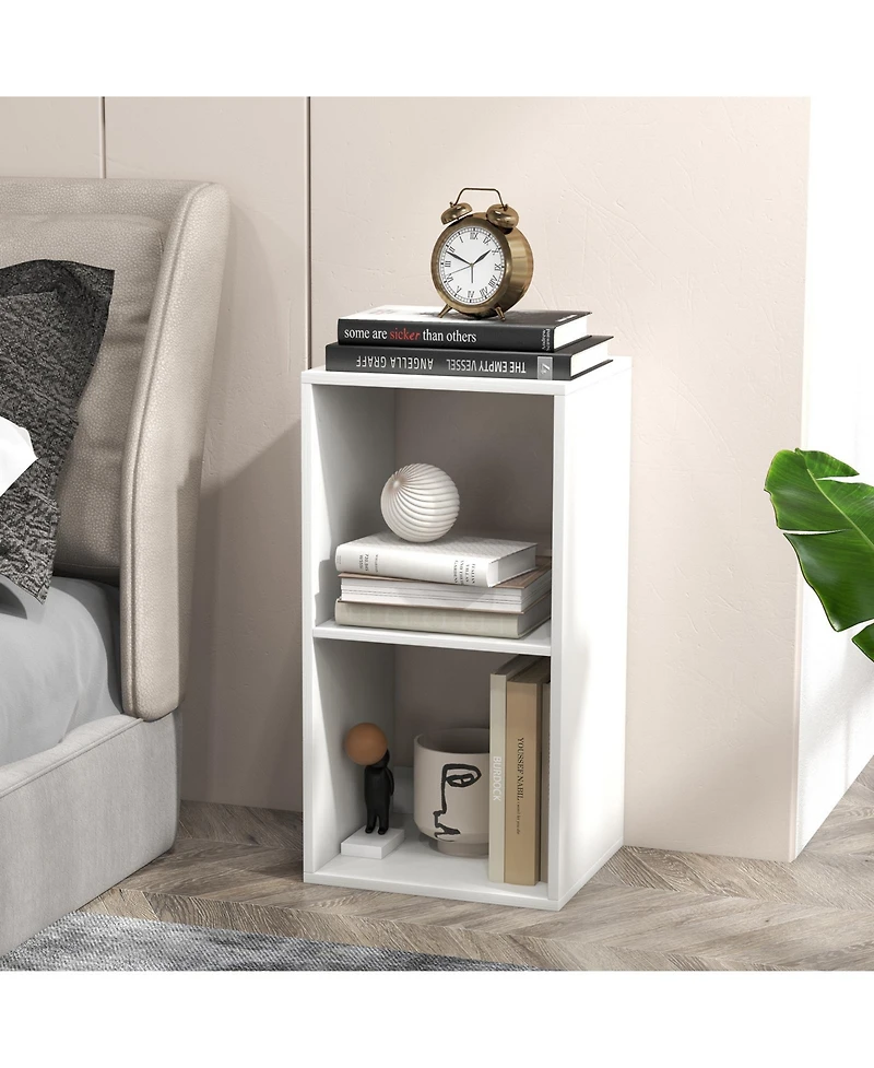 Sugift Two Cube Bookshelf with Back Guardrail for Living Spaces