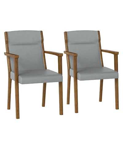 Gouun High-Back Wooden Accent Chairs Set of 2 with Padded Cushions