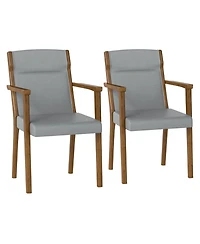 Gouun High-Back Wooden Accent Chairs Set of 2 with Padded Cushions