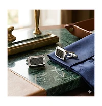 Metallo Stainless Steel, Silver Carbon Fiber Cufflinks
