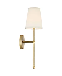 Elena Modern Wall Light Sconces Set of 2 Warm Brass Gold Metal Hardwired 6" Cream Linen Shade for Bedroom Bedside Living Room House Home Hallway Dinin