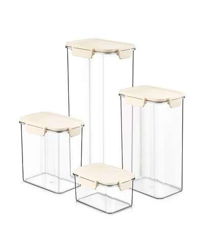 Sorbus 4-Pack Snap Lids Airtight Food Storage Container Set – Clear Stackable Canister for Pantry, Rice, Pasta, Cereal and Snacks