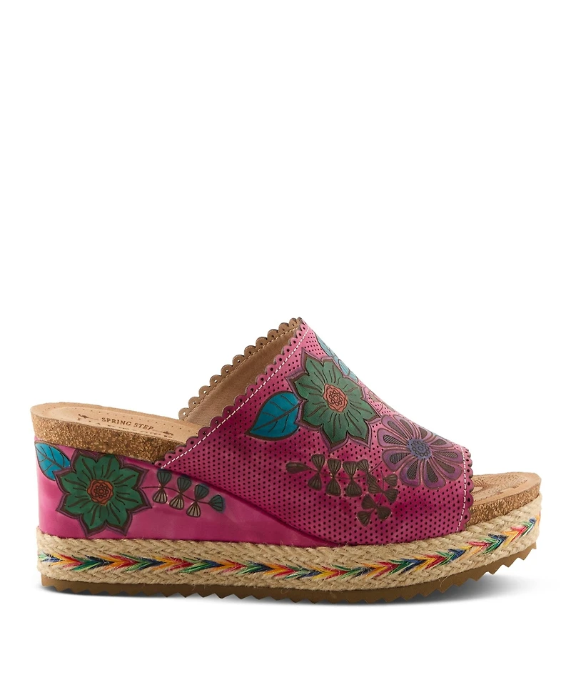 L`Artiste Women's Delraybeach Wedge Sandal with Hand-painted Comfort Design