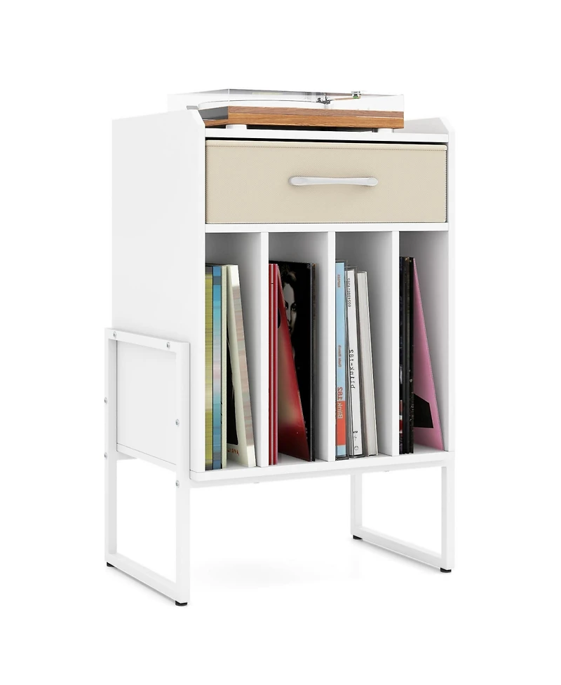 Sugift Record Player Stand with Drawer and Vinyl Record Storage