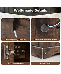 Gouun 58 in Tv Stand with Rgb Led Lighting and Adjustable Glass Shelves