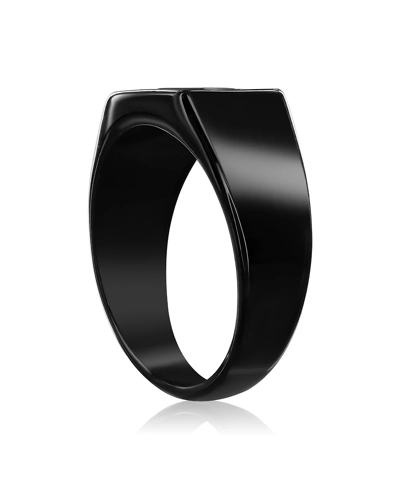 Metallo Steel Pebbled Cross Ring