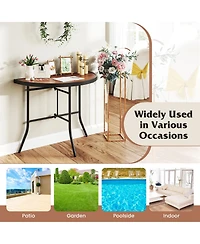 Gouun Half-Round Folding Event Table with Wood Grain Top